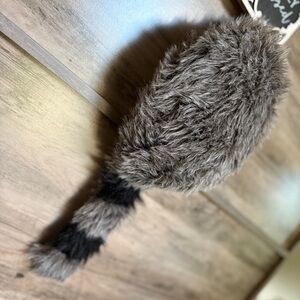 Faux Coon Skin Cap Davy Crockett Racoon Tail Hat OSFM see measurements preworn